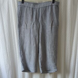 J. Jill Cotton Gauze Elastic Waist Cropped Pants Blue & White, Women's XL Petite